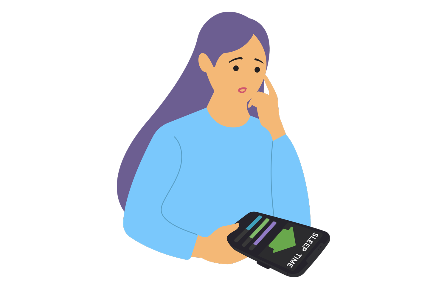 Graphic of women checking sleep stats